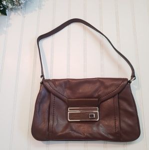 Calvin Klein brown leather bag with satin interior